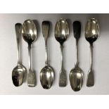 FIVE BIRMINGHAM SILVER TEASPOONS AND ONE LONDON TEASPOON 4.