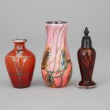 David Lotton Glass Small Vase, Silver Overlaid Coloured Glass Vase and Tortoiseshell Glass Perfume B