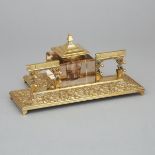 Renaissance Revival Brass Desk Stand, 19th century, length 10 in — 25.4 cm