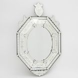 Venetian Etched Glass Mirror-Framed-Mirror, 20th century, 47.5 x 29.5 in — 120.7 x 74.9 cm