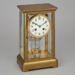 French Four Glass Panel Gilt Brass 'Crystal Regulator' Mantle Clock, c.1900, height 10.9 in — 27.7 c