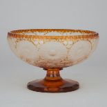 Bohemian Amber Overlaid and Cut Glass Pedestal Footed Comport, c.1900, height 2.2 in — 5.5 cm, diame