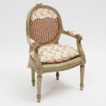 French Louis XVI Style Caned Child's Fauteuil, early 20th century, height 27.25 in — 69.2 cm