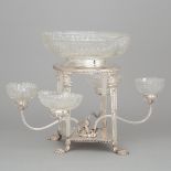 English Silver Plated and Cut Glass Centrepiece, 20th century, height 13.7 in — 34.7 cm