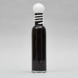 Black and Opaque White Glass Decanter with Stopper, possibly Blenko, 20th century, height 15.1 in —