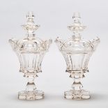Pair of Continental Cut Glass Sweetmeat Vases and Covers, 19th century, height 13 in — 33 cm (2 Piec