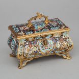 Small French Champlevé Enamelled Jewellery Casket, c.1870, 4.5 x 5.25 x 3.5 in — 11.4 x 13.3 x 8.9 c