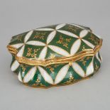French Porcelain Trinket Box, 20th century, length 6.5 in — 16.5 cm