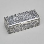 Russian Engraved and Nielloed Silver Rectangular Snuff Box, Moscow, 1846, 1.1 x 3.4 x 1.5 in — 2.8 x