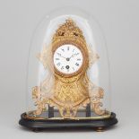 French Glass Domed Gilt Metal Mantle Clock, c.1870, height 13,5 in — 342.9 cm