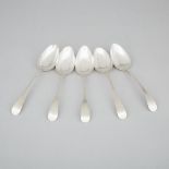Five George III Silver Old English Pattern Table Spoons, Ann Robertson, Newcastle, 1808, length 8.5