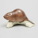 Leo Mol Porcelain Figure of a Beaver, 1956, length 6.3 in — 16 cm