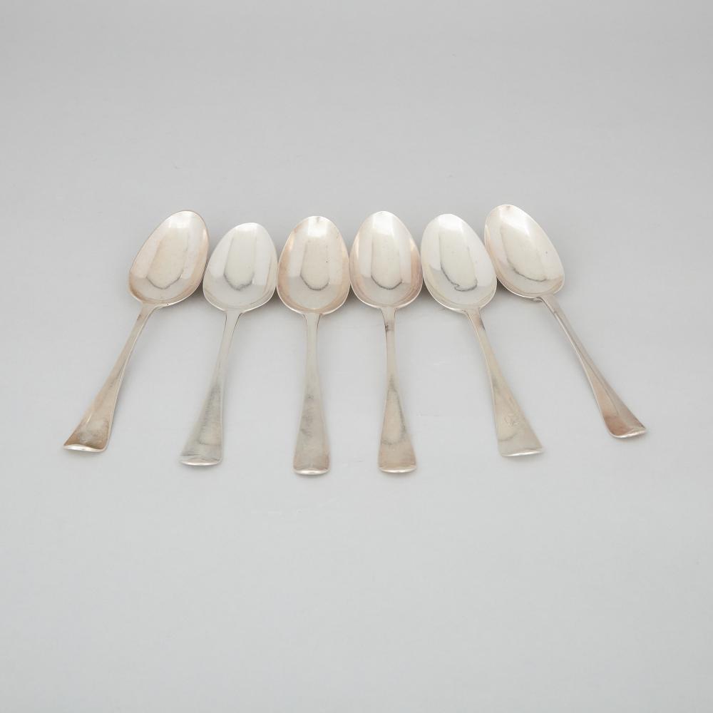 Six Mid-Georgian Silver Hanoverian Pattern Table Spoons, London, c.1751-73, approx. length 8 in — 20
