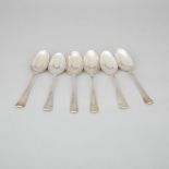 Six Mid-Georgian Silver Hanoverian Pattern Table Spoons, London, c.1751-73, approx. length 8 in — 20