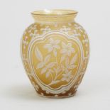 English Cameo Glass Vase, late 19th century, height 2.8 in — 7.2 cm