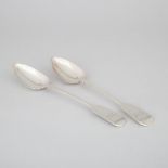 Pair of William IV Silver Fiddle Pattern Serving Spoons, John, Henry & Charles Lias, London, 1835, l