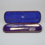 Pair of Victorian Silver Fish Servers, John Gilbert, Birmingham, 1870, knife length 13.2 in — 33.5 c