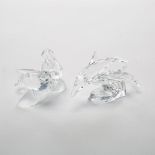 Swarovski Crystal 'Caring and Sharing' Turtledoves and 'Lead Me' Dolphins, 1989/1990, largest length