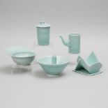 Harlan House (Canadian, b. 1943), Group of Celadon Glazed Wares, 2000-02, largest bowl width 8 in —