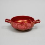 Macintyre Moorcroft Ruby Lustre Two-Handled Prunus Bowl, c.1912, width 9.4 in — 24 cm