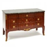 French Belle Epoque Ormolu Mounted Tulipwood Inlaid Kingwood Commode, c.1900, 32.25 x 49.5 x 21.75 i