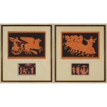 Follower of Sir William Hamilton (1719-1805), FOUR GREEK VASE DESIGNS FROM ANTIQUITY (IN TWO FRAMES)