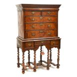 William and Mary Figured Walnut Highboy Chest on Stand, c.1700, 67 x 22.25 x 41.25 in — 170.2 x 56.5