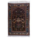 Modern Ispahan Wool and Silk Prayer Rug, Persian, 5 ft 4 ins x 3 ft 5 ins — 1.6 m x 1 m