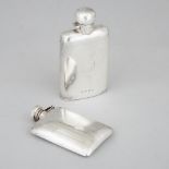 Late Victorian Silver Spirit Flask, Hilliard & Thomason, Birmingham, 1892, and a Smaller American Fl