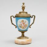 French Ormolu Mounted Sevres Style Porcelain Urn Form Inkwell, early 20th century, height 7 in — 17.