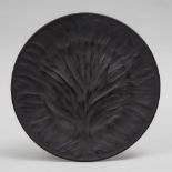 ‘Algues’, Lalique Moulded and Frosted Black Glass Plate, post-1945, diameter 11.2 in — 28.4 cm