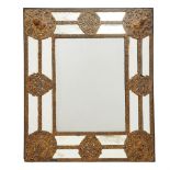 Large North Italian Gilt Bronze and Repoussé Mirror Framed Cushion Mirror, probably Venice, 18th cen