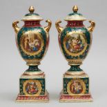 Pair of Victoria 'Vienna' Covered Urns, 20th century, height 12.6 in — 32 cm (2 Pieces)
