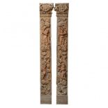 Pair of Italian Rococo Polychromed Pilasters, 18th century, height 107 in — 271.8 cm