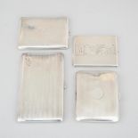 Four English and Canadian Silver Rectangular Cigarette Cases, 20th century, largest 6 x 3.5 in — 15.
