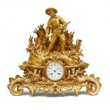 French Gilt Bronze Figural Mantel Clock Retailed by C. Detouche, Fseur de L'Empereur, Parisc.1860, h