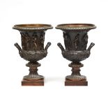 Pair of Italian Bronze Models of the Medici and Borghese Campana Vases, c.1900, height 13.6 in — 34.