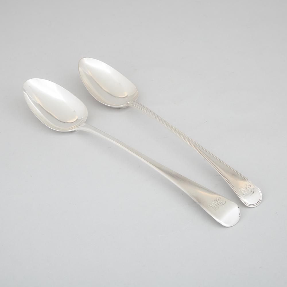 Two George III Silver Thread and Old English Pattern Serving Spoons, George Smith III & William Fear