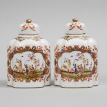 Pair of Continental Porcelain Tea Caddies, late 19th/early 20th century, height 5.9 in — 15 cm (2 Pi