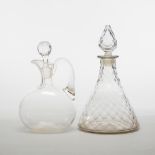 North American Cut Glass Ship's Decanter and a Carafe, late 19th/early 20th century, height 11 in —