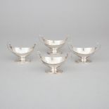 Set of Four George III Silver Oval Two-Handled Salt Cellars, Robert Hennell I, London, 1784, length