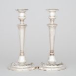 Pair of Old Sheffield Plate Table Candlesticks, c.1820, height 10.8 in — 27.5 cm (2 Pieces)