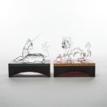 Swarovski Crystal ‘Fabulous Creatures’ Unicorn and Dragon, 1996/1997, largest height 4.2 in — 10.7 c