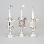 Three German and American Silver Spice Towers, 20th century, largest height 9.1 in — 23 cm (3 Pieces