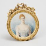 Marguerite Pinès de Merbitz (French, born circa 1850 - died before 1933), PORTRAIT MINIATURE OF A LA