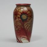 Moorcroft Flambé Peacock Feather Vase, c.1925-30, height 7.4 in — 18.8 cm