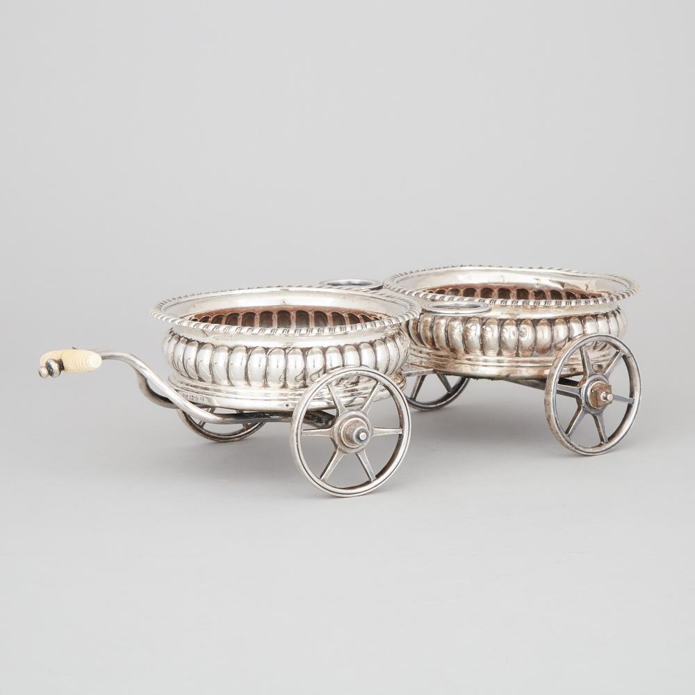 George III and Later Silver and Silver Plated Decanter Trolley, S.C. Younge & Co., Sheffield, 1814,