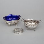 Two German Silver Bonbon Baskets, and an Oval Snuff Box, Hanau, late 19th/early 20th century, larges