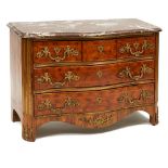 French Regencé Style Ormolu Mounted Tulipwood Parquetry Commode, 19th century, 32.5 x 44.75 x 19.75