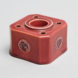 Macintyre Moorcroft Red Flamminian Inkwell, for Liberty & Co, c.1906-13, 1.2 x 3 in — 3.1 x 7.7 cm